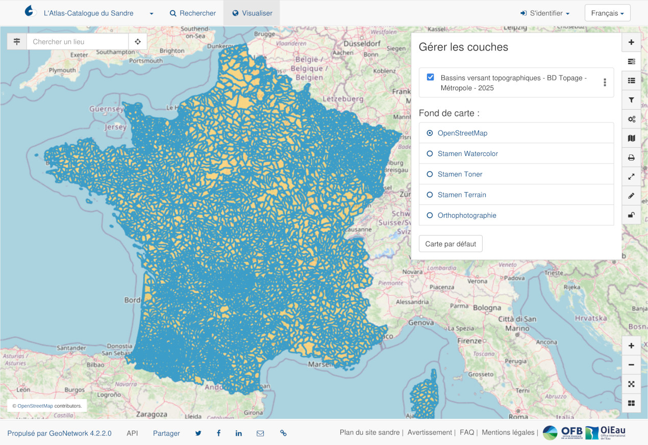 Bassins versant topographiques BD Topage